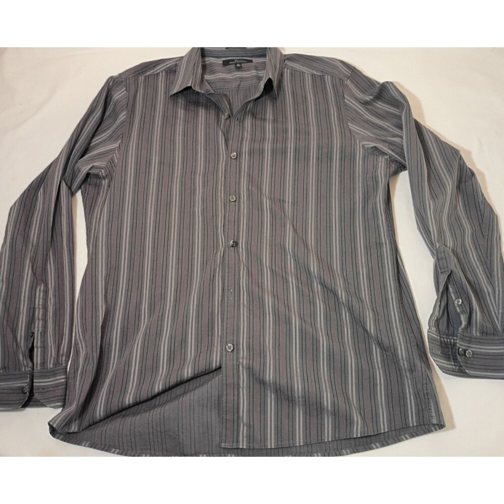 Marc Anthony X large slim fit grey striped mens dress Casual Club shirt XL